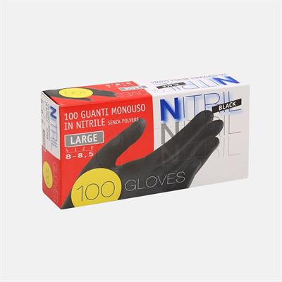 GUANTI MONOUSO IN NITRILE NERO S/POLVERE PZ.100 MIS.M